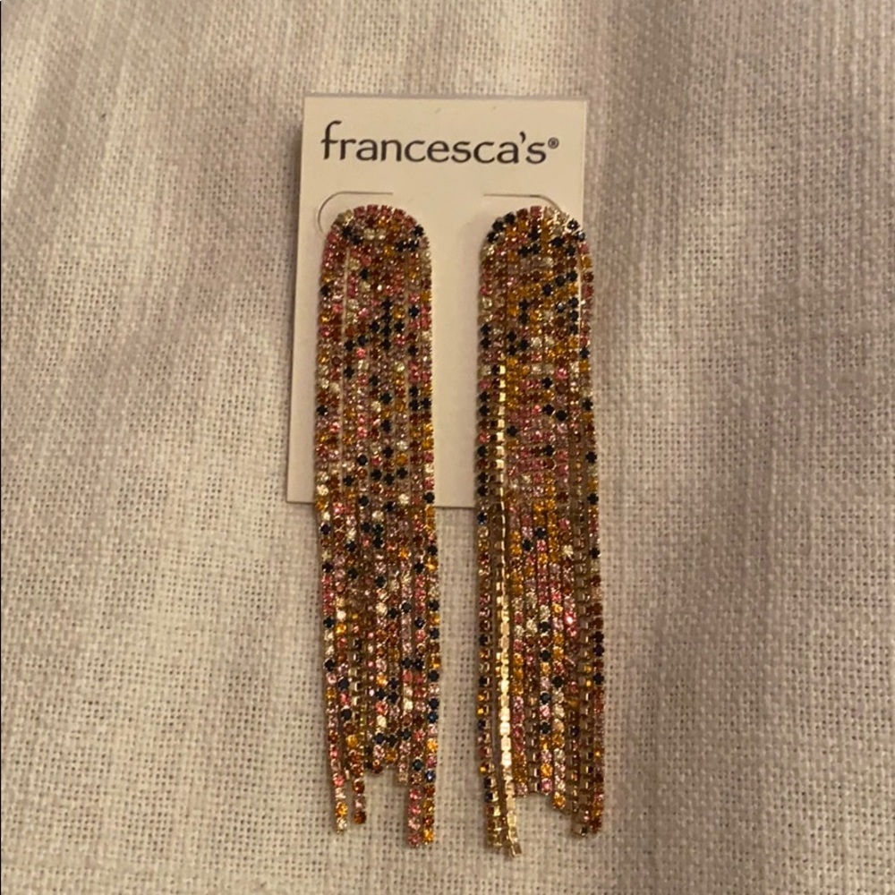 Francescas long rhinestone earrings